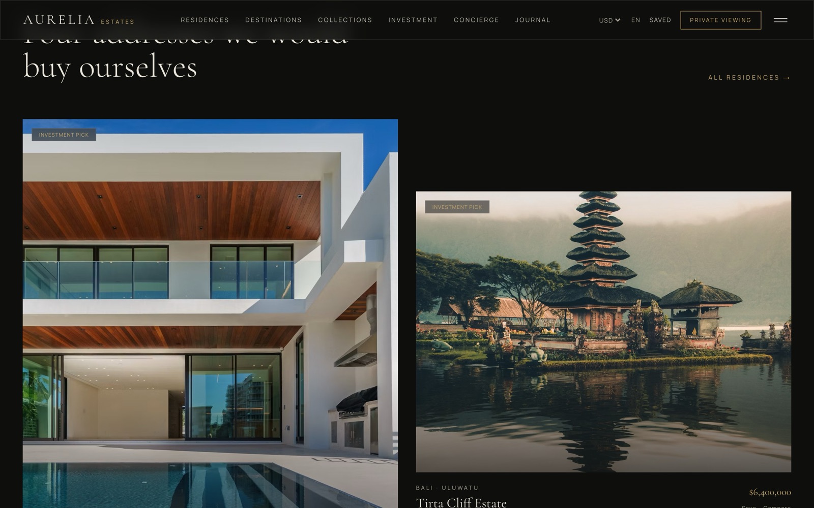 Aurelia Estates — фрагмент інтерфейсу
