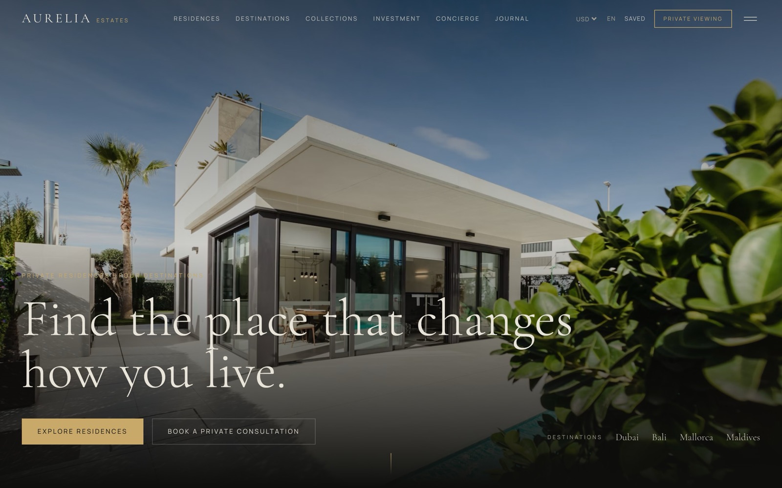 Aurelia Estates — Каталог приватних резиденцій у чотирьох країнах.